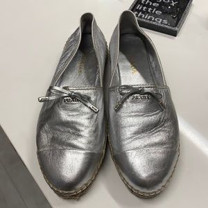 Silver Prada espadrilles